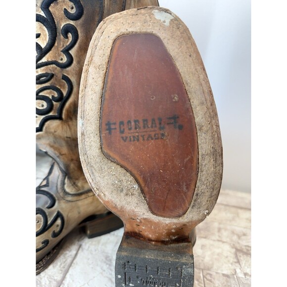 CORRAL Women's Boots Sz 8 1/2M Bronze Turquoise Overlay Snip Toe Cowgirl Western - Picture 12 of 16